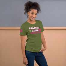 Load image into Gallery viewer, Crooked Letta Pink logo Unisex t-shirt
